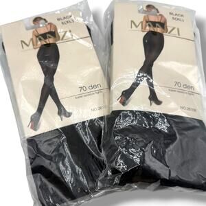 Manzi Super Opaque Tights in black, size 5(XL), featuring 70 denier material.